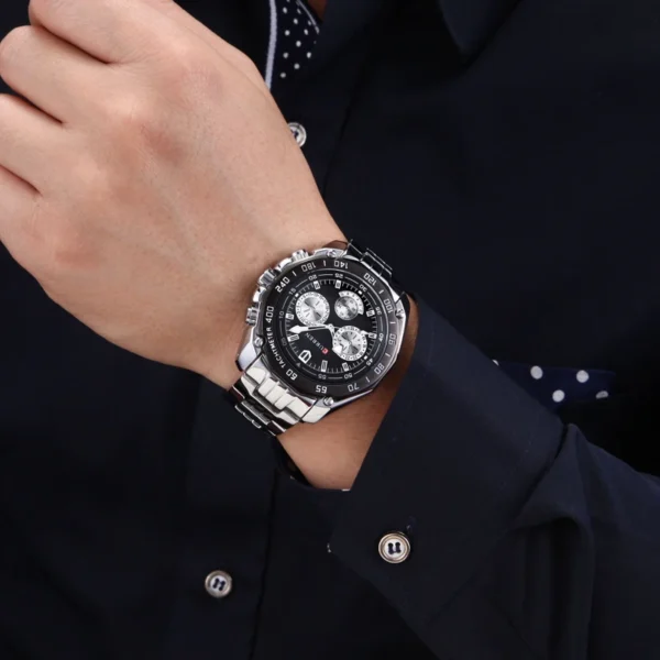 CURREN 8077 Högkvalitativ herrklocka med kvartsrörelse, armband i rostfritt stål, mode affär sportstil armbandsur - Image 5