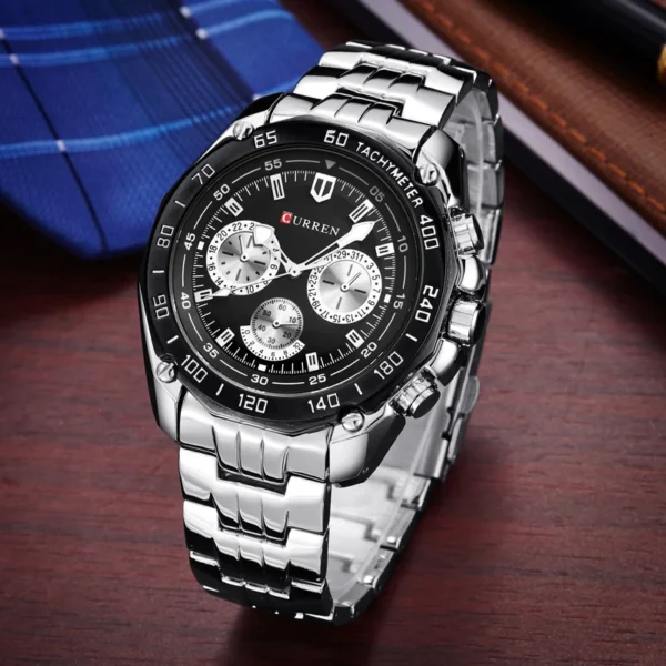 CURREN 8077 Högkvalitativ herrklocka med kvartsrörelse, armband i rostfritt stål, mode affär sportstil armbandsur - Image 3