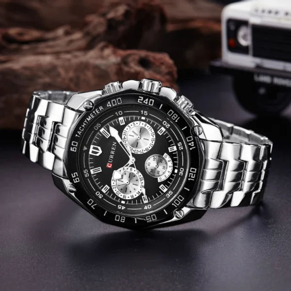 CURREN 8077 Högkvalitativ herrklocka med kvartsrörelse, armband i rostfritt stål, mode affär sportstil armbandsur - Image 4